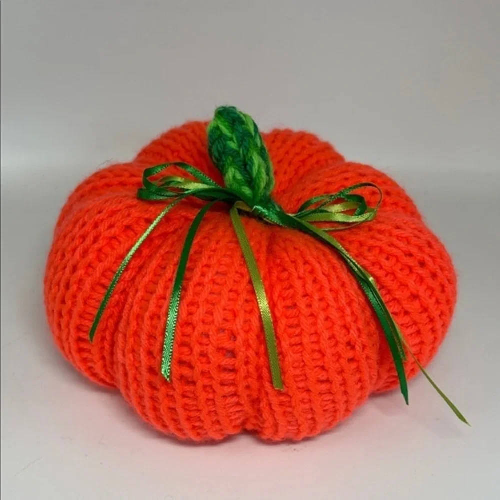 Handmade Orange Knit Pumpkin Decor